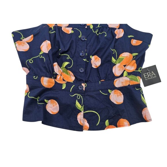 NWT Women's - Modcloth Navy Blue Practice What You Peach Peplum Tank, Size XL - Picture 4 of 9